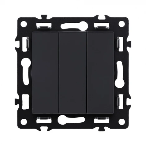 Выключатель трехклавишный (черный) Kollinger Asthetik AS-710BK