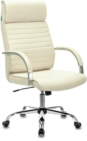 Кресло руководителя Бюрократ T-8010N слоновая кость OR-10 эко.кожа крестовина металл хром