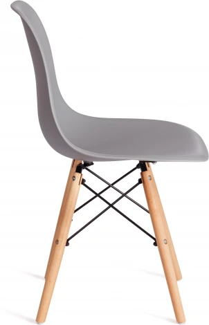 Стул CINDY (EAMES) (mod. 1801) / 1 шт. в упаковке (Дерево бук,Металл,Пластик /Светло-серый)
