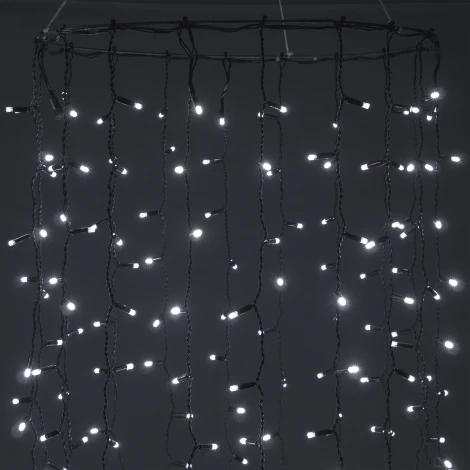 Гирлянда Занавес Облегченный c колпачком 2 x 1 м белый 220В, 200 LED, провод черный каучук 2,3мм, IP65 Laitcom ECO200NOT-1-2W