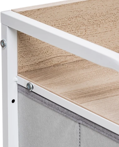 Комод Leset Ноа 4 ящ., Каркас Белый, Светло-серый (Сталь,Искусственный лен/Белый) арт.2500000183447