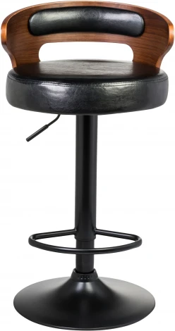 Стул барный DOBRIN FRED BLACK (коричневое дерево, чёрный) 1018_BlackBase-LMZ BLACK, цвет сиденья черный, каркаса коричневое основания черный