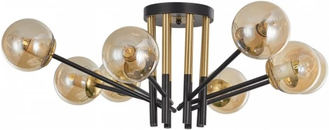 Потолочная люстра на штанге Arte Milano Neapolis-73708 273708/8 BK/GD (220V, шар, молекулы)