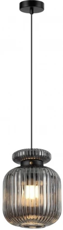 Подвесной светильник Odeon Light Jugi 5042/1B PENDANT черный/дымчатый/металл/стекло/эко.кожа E27 1*60W (220V, на проводе)