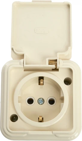Розетка с заземлением и защитной крышкой (слоновая кость) Stekker Брест 49058