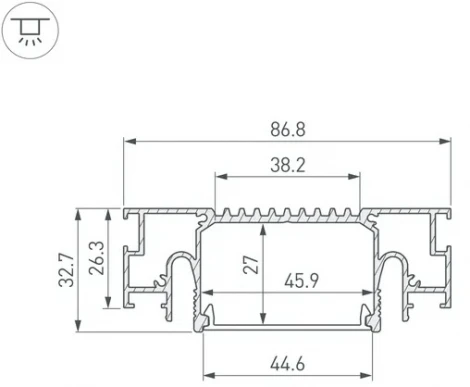 Профиль STRETCH-41-CEIL-CENTER-2000 WHITE (Arlight, Алюминий) 053527
