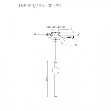 Подвесной светильник Lumien Hall Greniya LH8023/1PA-GD-WT