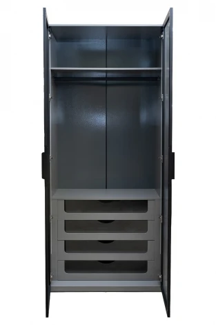 GD-10012-6-2 Шкаф Alto двухд c выдвиж ящик, цвет серый Кобальт, двер стекло(рифленое) 100*57*230.5см Garda Decor