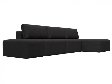 Диван угловой модульный с пуфом Лига-060 НПБ Лонг угол универсальный (ЛДСП,Брус,Фанера/Пластик/Замша/Коричневый) Лига Диванов 129523