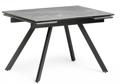 Керамический стол Woodville Габбро 120х80х76 серый мрамор / черный 530828