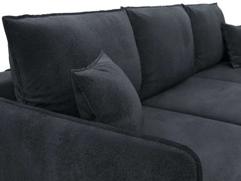 Диван угловой Лига-064 НПБ угол универсальный (ДСП/Дерево/Велюр/Темно-серый) Лига Диванов 129630