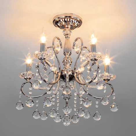 Подвесная люстра Eurosvet Collana 10096/5 хром/прозрачный хрусталь Strotskis