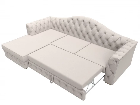 Диван угловой Артис левый угол (Брус,Рейка/Пластик/Замша/Бежевый) Лига Диванов 128042L