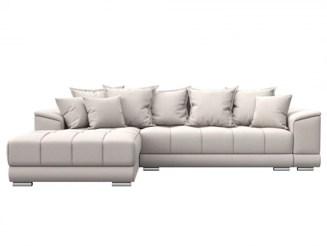 Диван угловой НордСтар левый угол (ДСП,Брус/Пластик/Замша/Бежевый) Лига Диванов 128213L