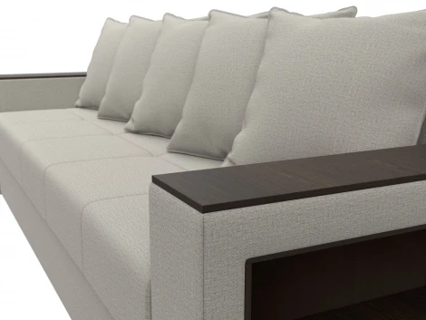 Диван прямой Дубай Лайт полки справа (ДСП,ЛДСП/Пластик/Рогожка/Бежевый) Лига Диванов 132280