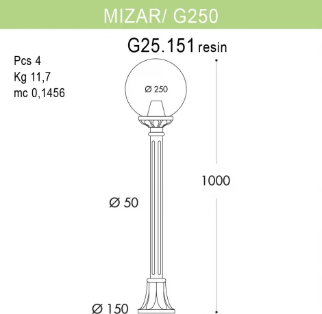 Наземный фонарь Fumagalli GLOBE 250 G25.151.000.BXF1R (220V, шар, IP55)