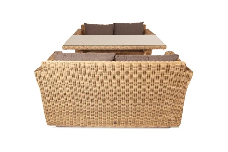 Обеденная группа плетеная из ротанга, цвет соломенный 4SIS Мокко MS22T-3-SET