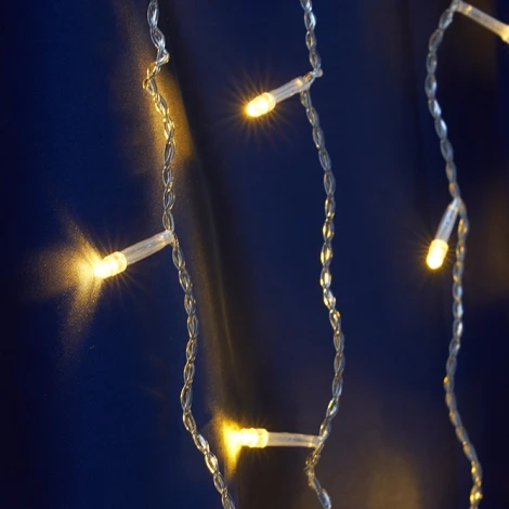 Светодиодная гирлянда Feron CL20 41624 занавес, статичная, 2*2м + 3м 220V желтый c питанием от сети, прозрачный шнур