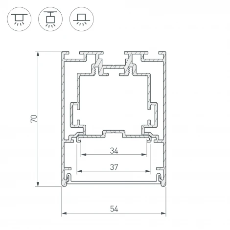 Профиль S2-LINE-5470-2500 SEAMLESS ANOD (Алюминий) 029440 Arlight