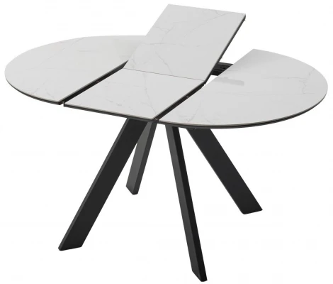 Стол БОНЖУР 100 цвет БЕЛЫЙ МРАМОР, керамика / ЧЕРНЫЙ каркас M-City 64582
