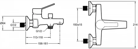 Смеситель Jacob Delafon Eo E24160RU-CP для ванны с душем