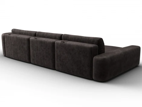 Диван угловой Лига-066 НПБ Лонг угол левый (ЛДСП,Фанера,Брус,Велюр/Коричневый) Лига Диванов 131220L