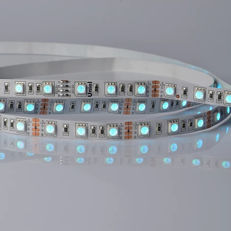 Светодиодная лента Uniel ULS-M25-5050-60LED/m-10mm-IP20-DC12V-14,4W/m-5M-RGB PROFI катушка в герметичной упаковке