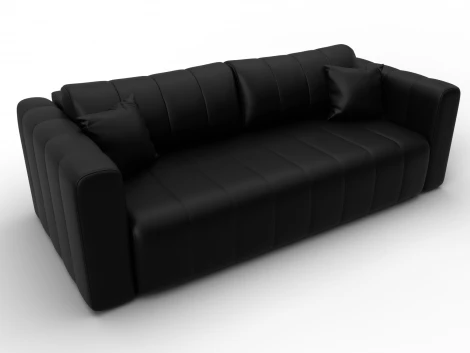 Диван прямой Лига-062 НПБ (ДСП,Фанера,ХДФ/Пластик/Экокожа/Черный) Лига Диванов 130273