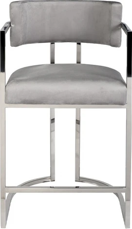 Стул полубарный велюр серый/хром 52*55*91см Garda Decor арт.76AR-60337