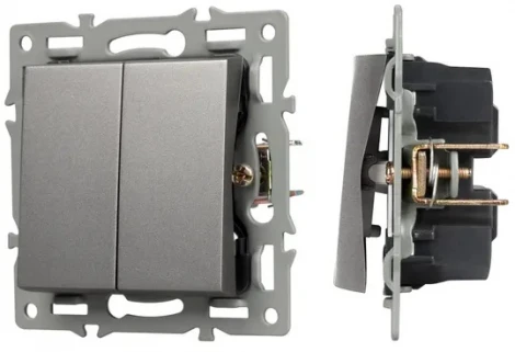 Механизм выключателя двухклавишный проходной SWT-MKP2-PL-GR (250V, 16A) (Arlight) 043729