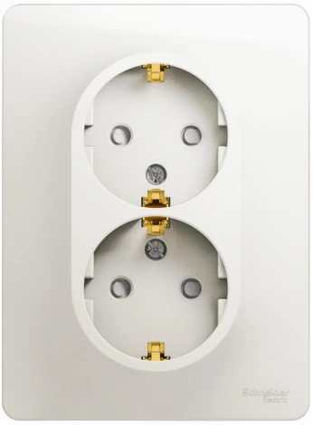 Розетка встраиваемая двойная с заземлением и шторками (перламутровый) Systeme Electric Glossa GSL000626