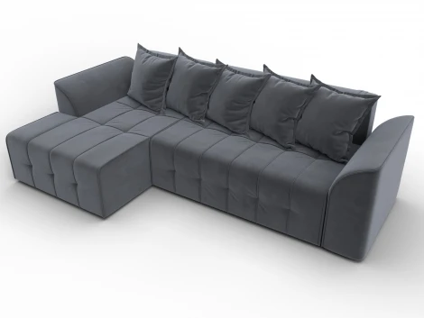 Диван угловой Лига-113 угол левый (ДСП,Велюр/Серый) Лига Диванов 136724L