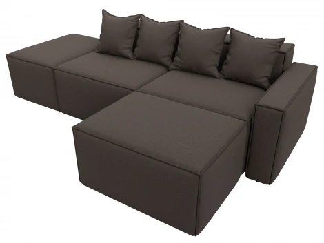 Диван угловой модульный Лига-063 угол правый (ДСП/Пластик/Рогожка/Коричневый) Лига Диванов 129784