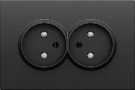 Накладка для розетки 2-й без заземления, со шторками 16A 250 В~, черный графит Donel S08 DS22657