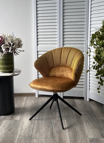 Стул ASTRA 360 град. поворот Желтый Sonic 68 ткань / 7525-132 велюр / черный каркас, ®DISAUR (арт.621M05766)