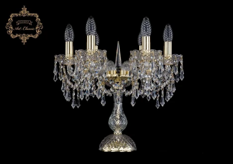 Интерьерная настольная лампа Art Classic 12.23 12.23.6.141-37.Gd.Dr (220V, хрусталь, подвески, подсвечник, свеча)