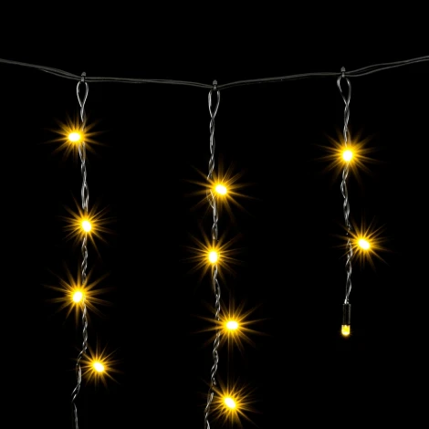 Гирлянда Бахрома с Колпачком 3,2 x 0,9 м Тепло-Белая 220В, 180 LED, Провод Черный ПВХ, IP65