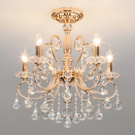 Подвесная люстра Eurosvet Collana 10096/5 золото/прозрачный хрусталь Strotskis