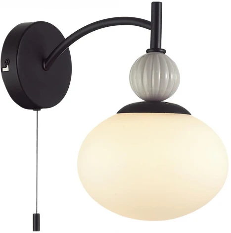 Бра с выключателем сонетка Lumion Gloriya 8273/1W черный/серый/белый, металл/керамика/стекло Е14 1*40W 220V (шар)