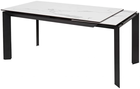 Стол CREMONA 140 MATTE STATUARIO Белый мрамор матовый, керамика/ черный каркас М-City