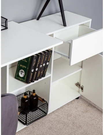 Письменный стол Woodville Мэдди с ящиками белое тиснение 553742