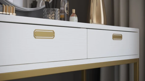 Консоль Калифорния Дрим К02 ясень браш белый/золото PUSH-OPEN