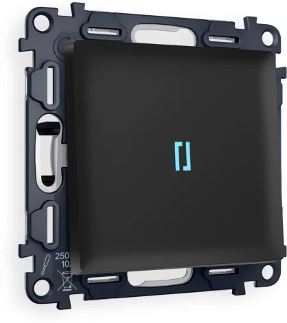 Комплект механизма Ambrella Volt 1-клавишного проходного выключателя с подсветкой 3200K ALFA MA802040 Черный матовый QUANT