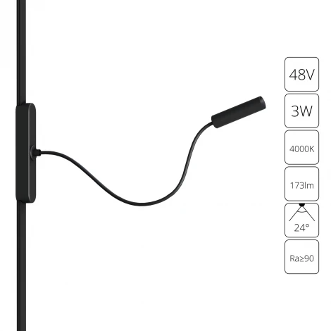 Магнитный трековый светильник на гибкой ножке 48V Arte Lamp Rapid A6162PL-1BK (LED, круглые)