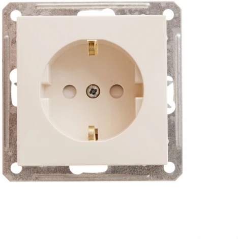 Розетка встраиваемая с заземлением и шторками (слоновая кость) Systeme Electric W59 RS16-152-2-86