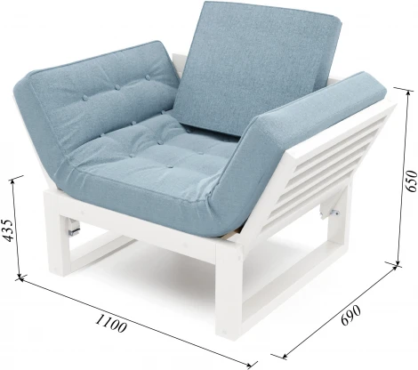 Кресло Arsko Балтик белая эмаль голубая рогожка