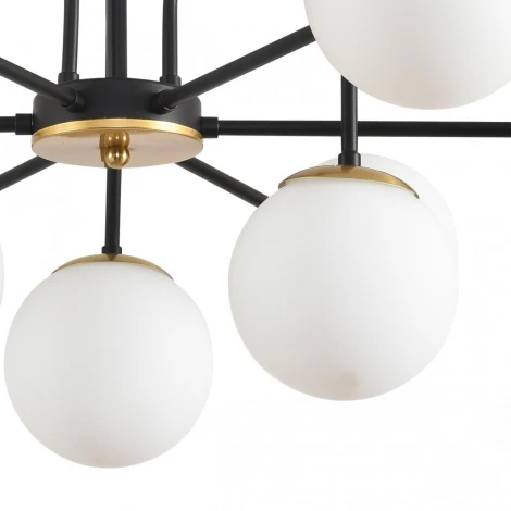 Потолочная люстра на штанге Lumion Elrona 8375/9C черный/латунь/белый, металл/стекло E27 9*60W 220V