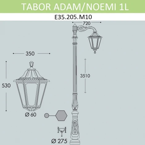 Наземный фонарь Fumagalli Noemi E35.205.M10.AYH27 (220V, IP55)