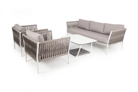 Лаунж-зона плетеная из роупа 5-местная, цвет серо-коричневый 4SIS Касабланка KASS3C2T-4-SET