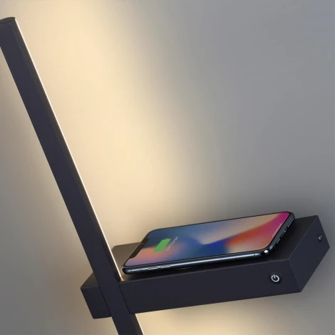 Настенный светильник с беспроводным ЗУ левый Lumion Blake 5695/9WL LEDIO черный LED 9W 680Лм 3000К 220V (выключатель)